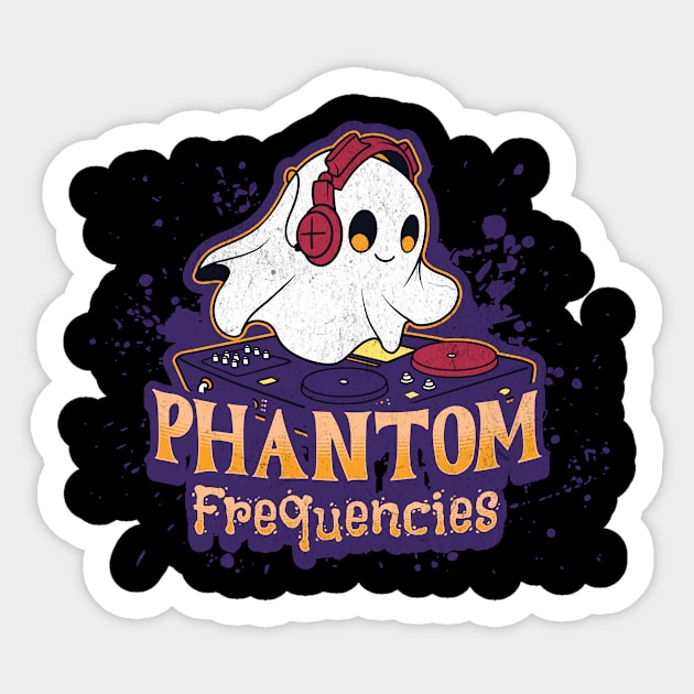 Phantom Frequencies: Ghost DJ Design for Music Lovers Sticker by Designed By Marty